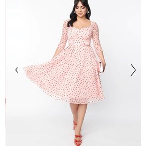 Unique Vintage Pink & Red Hearts Lamar Swing Dress